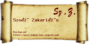 Szoó Zakariás névjegykártya